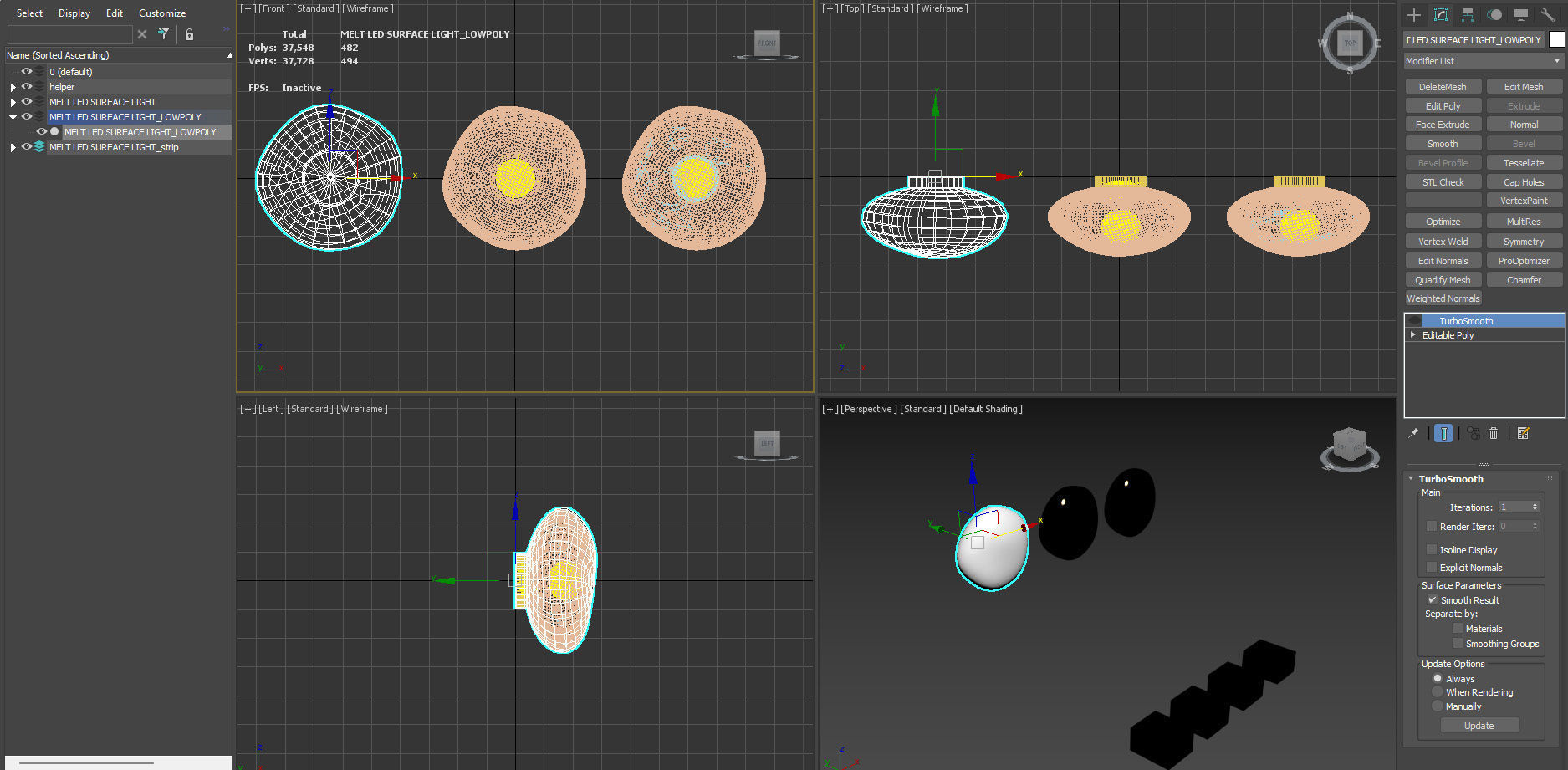 TOM DIXON MELT LED SURFACE LIGHT - Hight Poly and lowPoly Low-poly 3D model_22