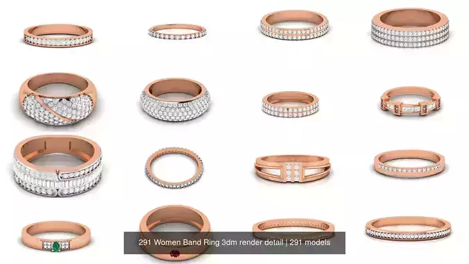 291 Women Band Ring 3dm render detail 3D Model Collection