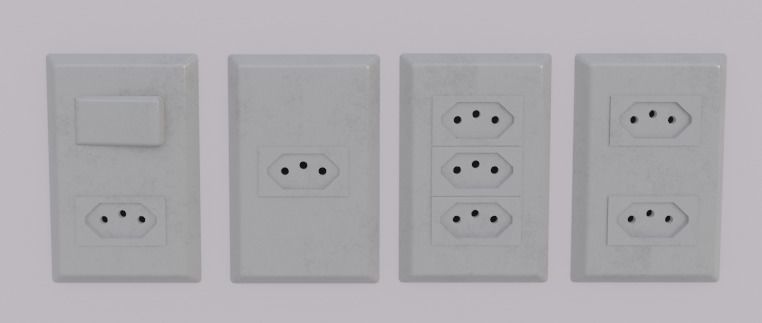 3D Sockets 4-Pack - Game Asset for mobile with PBR textures Low-poly 3D model_1