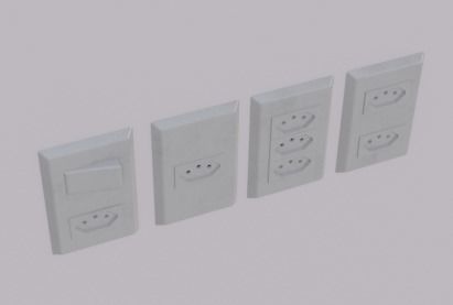 3D Sockets 4-Pack - Game Asset for mobile with PBR textures Low-poly 3D model_2
