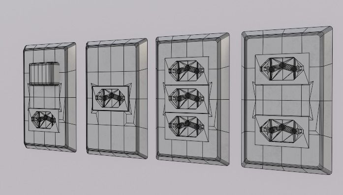 3D Sockets 4-Pack - Game Asset for mobile with PBR textures Low-poly 3D model_3