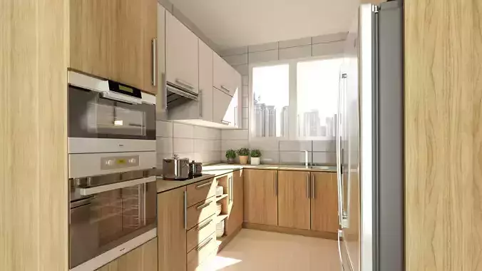 3d interior scene of modern kitchen