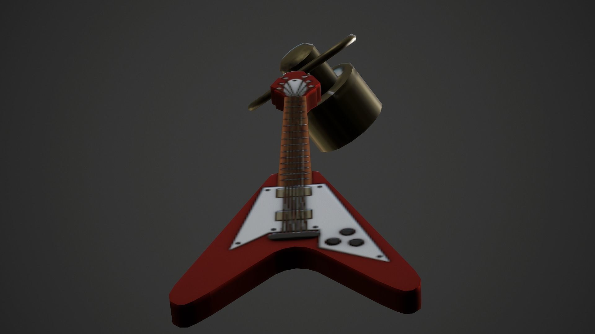 Electric Guitar Weapon Charm - Low Poly Game Ready Low-poly 3D model_8