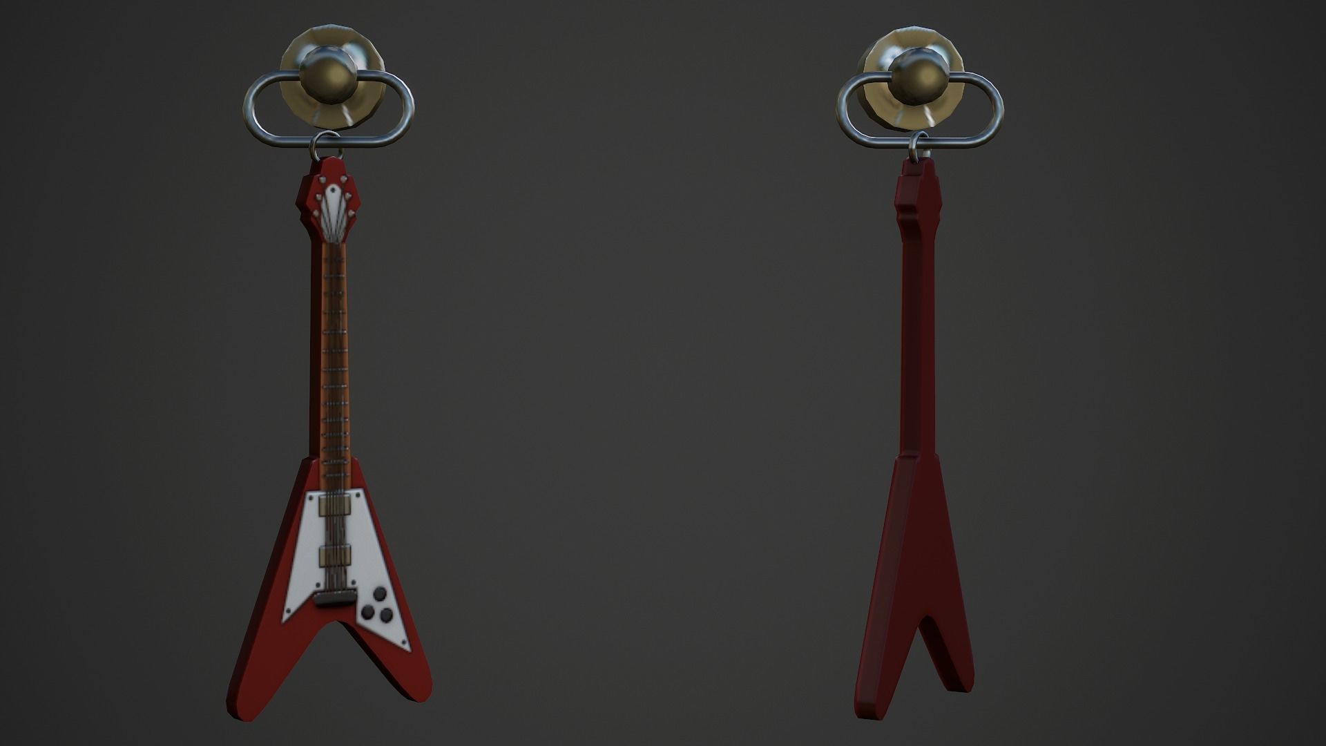 Electric Guitar Weapon Charm - Low Poly Game Ready Low-poly 3D model_3