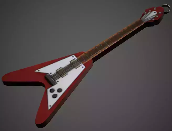 Electric Guitar Weapon Charm - Low Poly Game Ready Low-poly 3D model