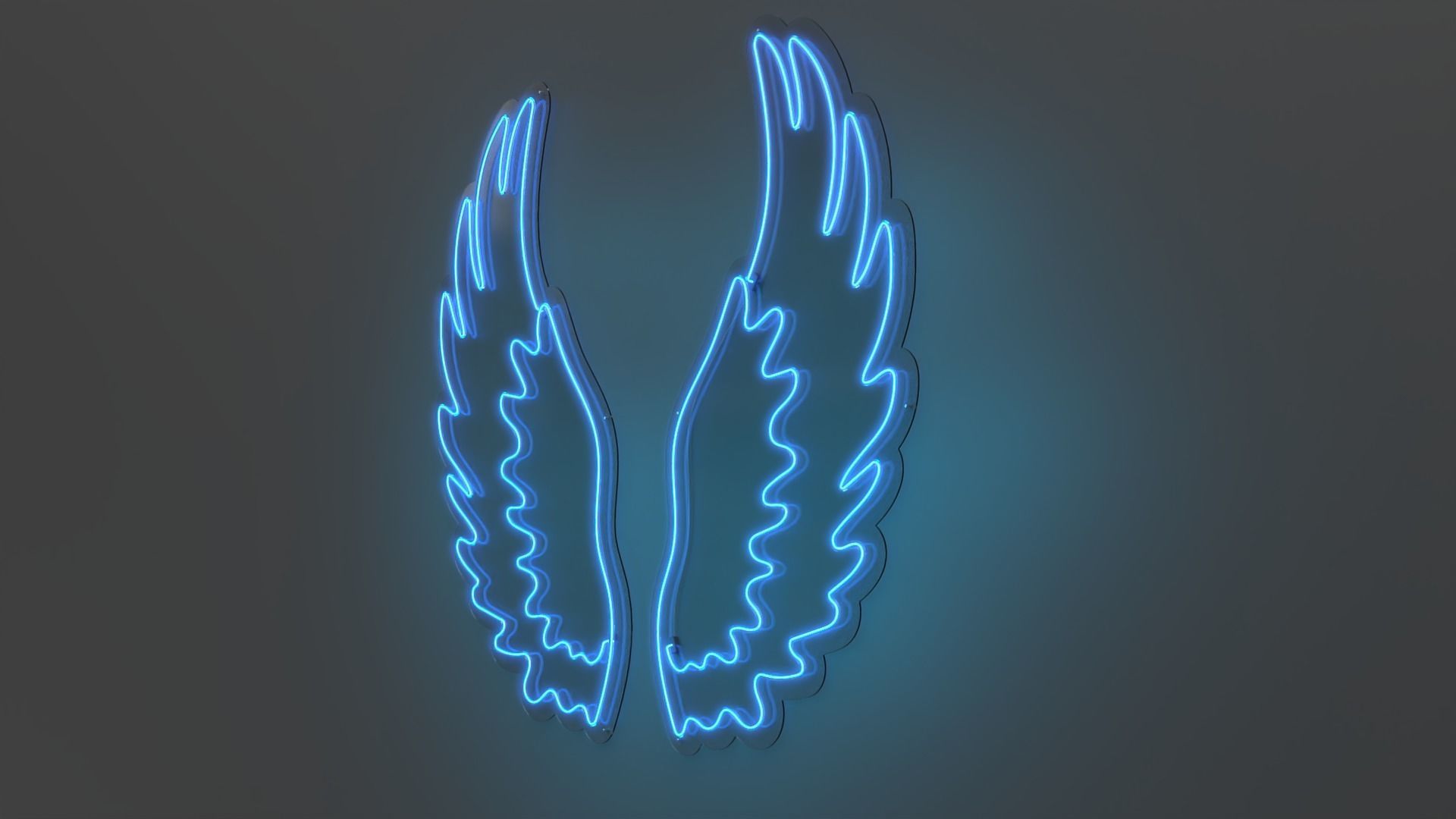 Angel Wings 2 - Neon Sign 3D model_4
