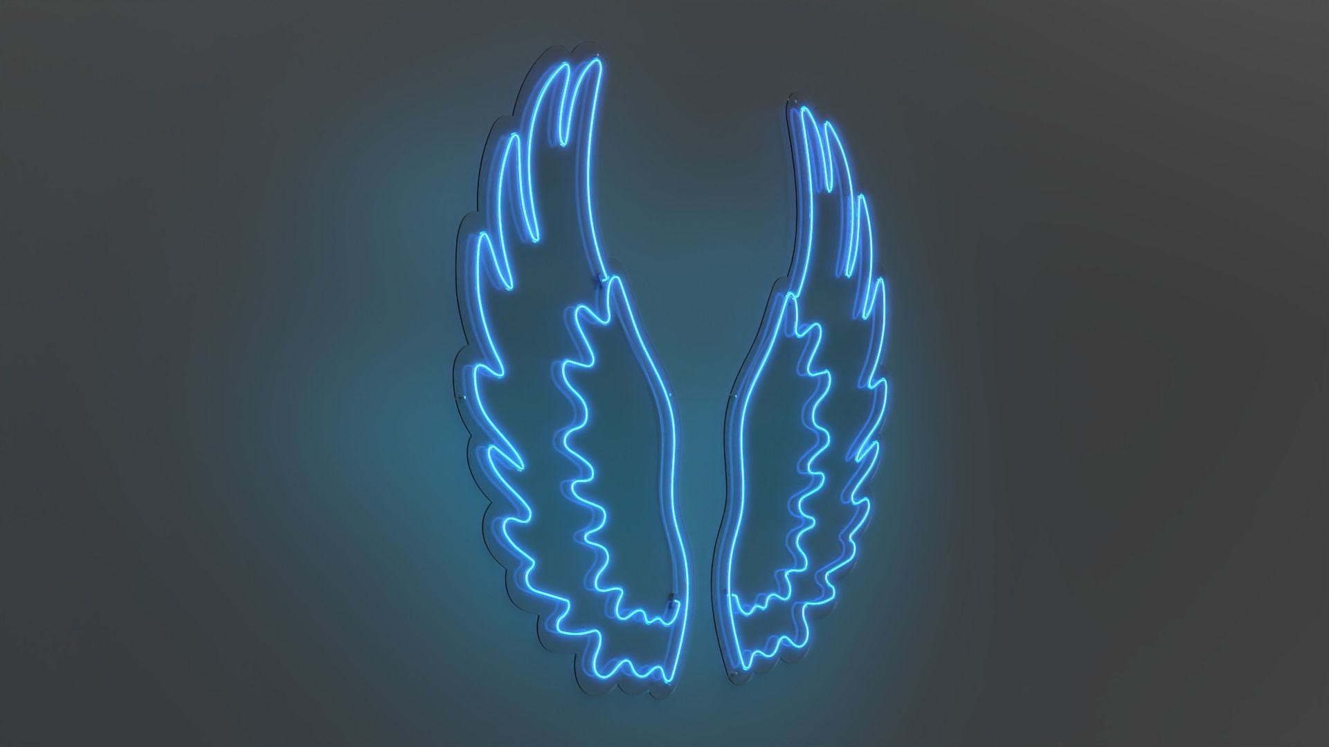 Angel Wings 2 - Neon Sign 3D model_5