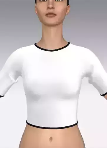 blouse white piping black basic slim fit