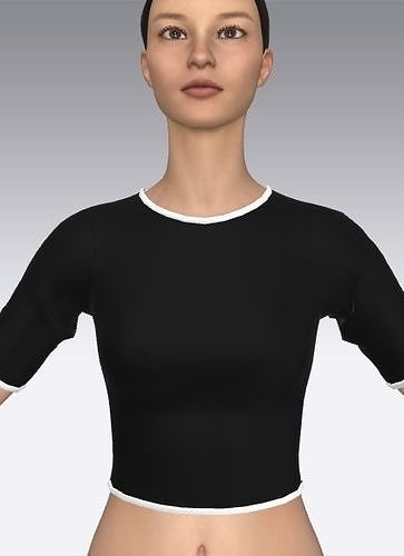 blouse black piping white basic slim fit Low-poly 3D model