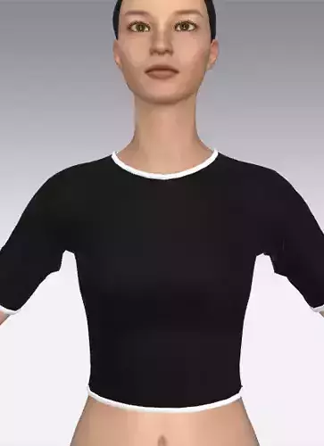 blouse black piping white basic slim fit