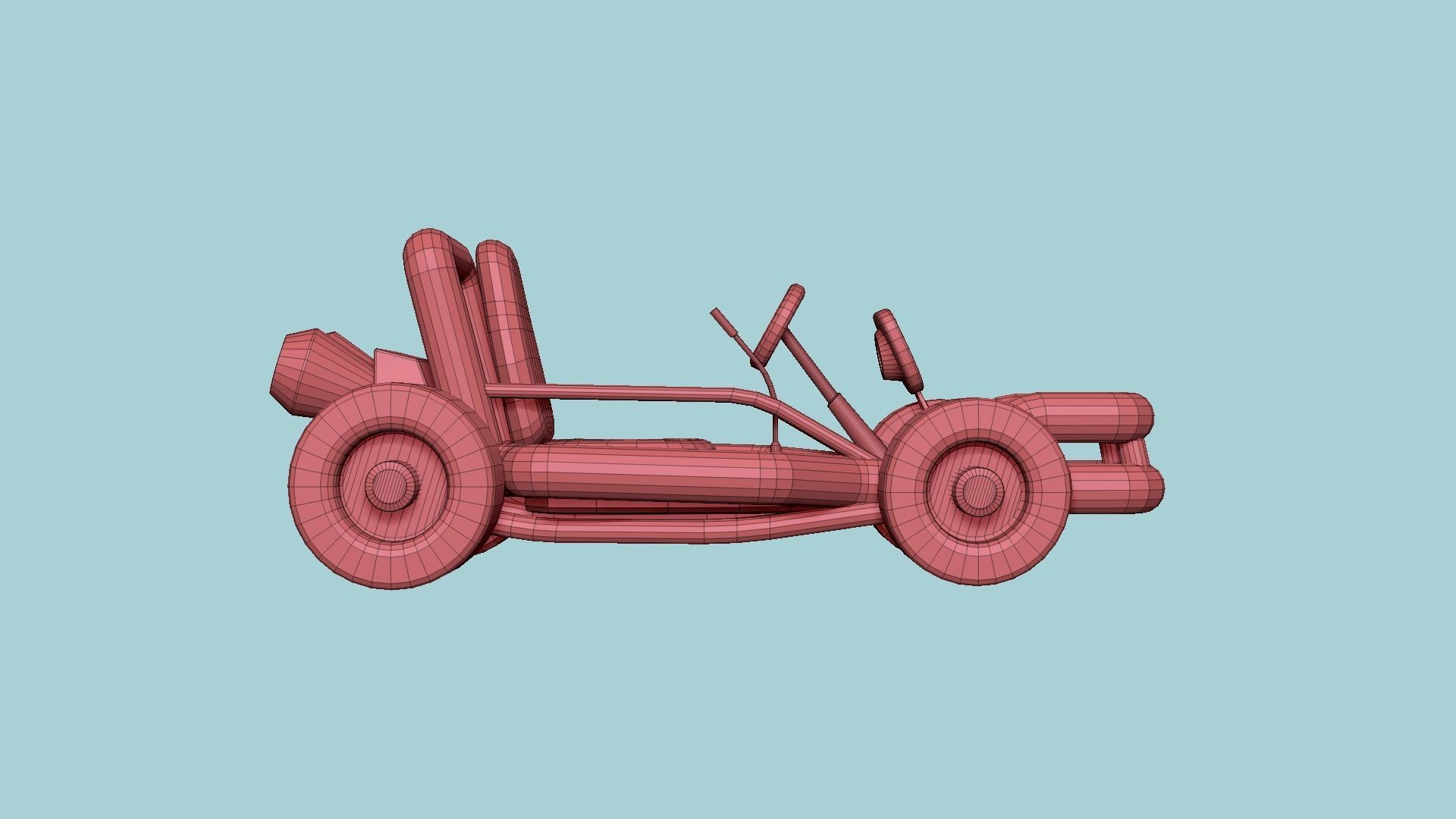 Cartoon Kart H01 Red - Vehicle Racing Design Low-poly 3D model_17