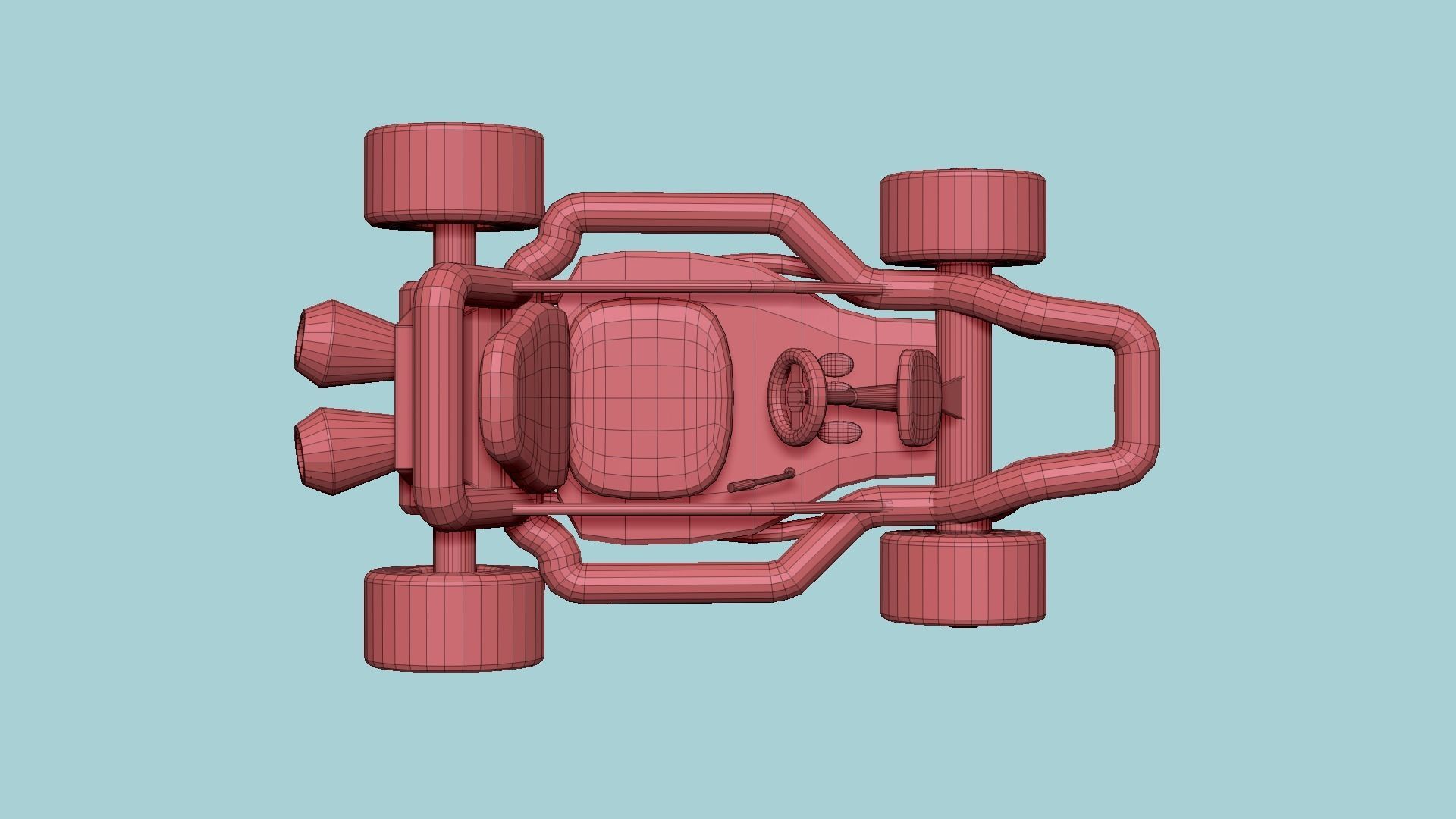 Cartoon Kart H02 Blue - Vehicle Racing Design Low-poly 3D model_16