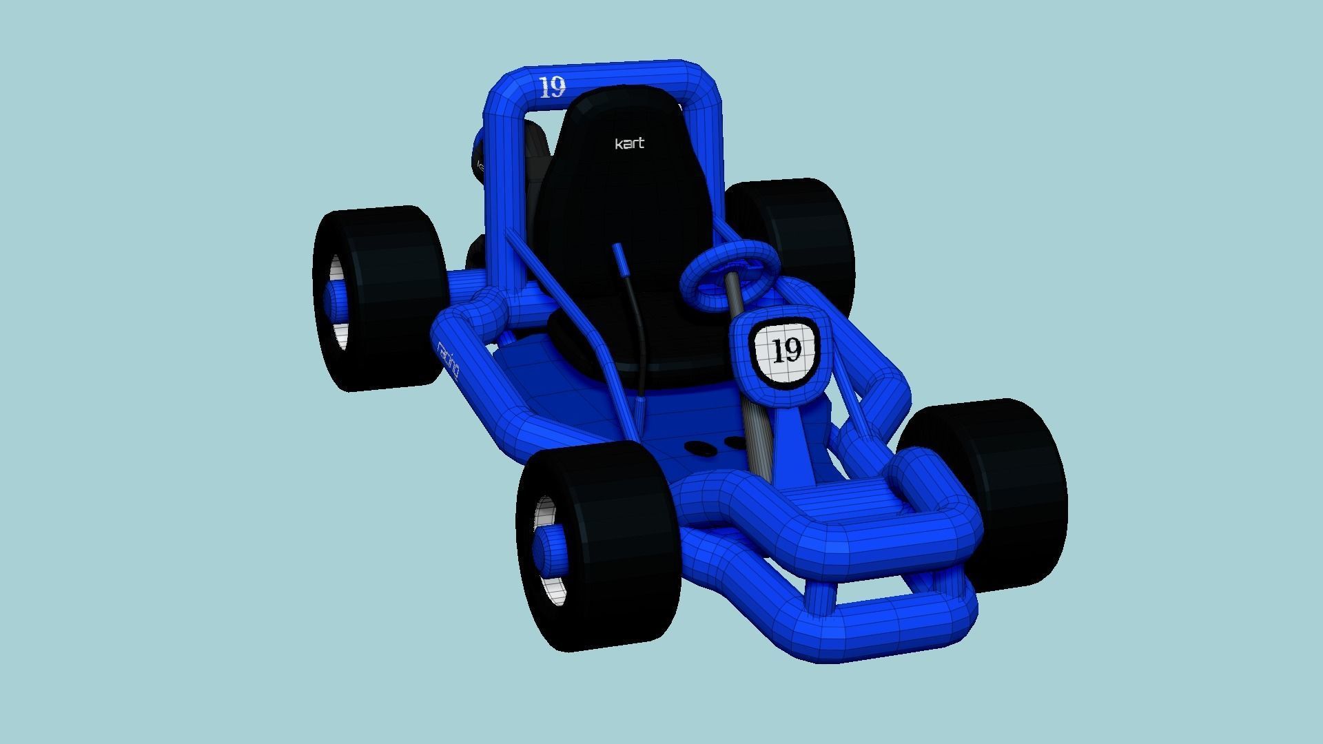 Cartoon Kart H02 Blue - Vehicle Racing Design Low-poly 3D model_6