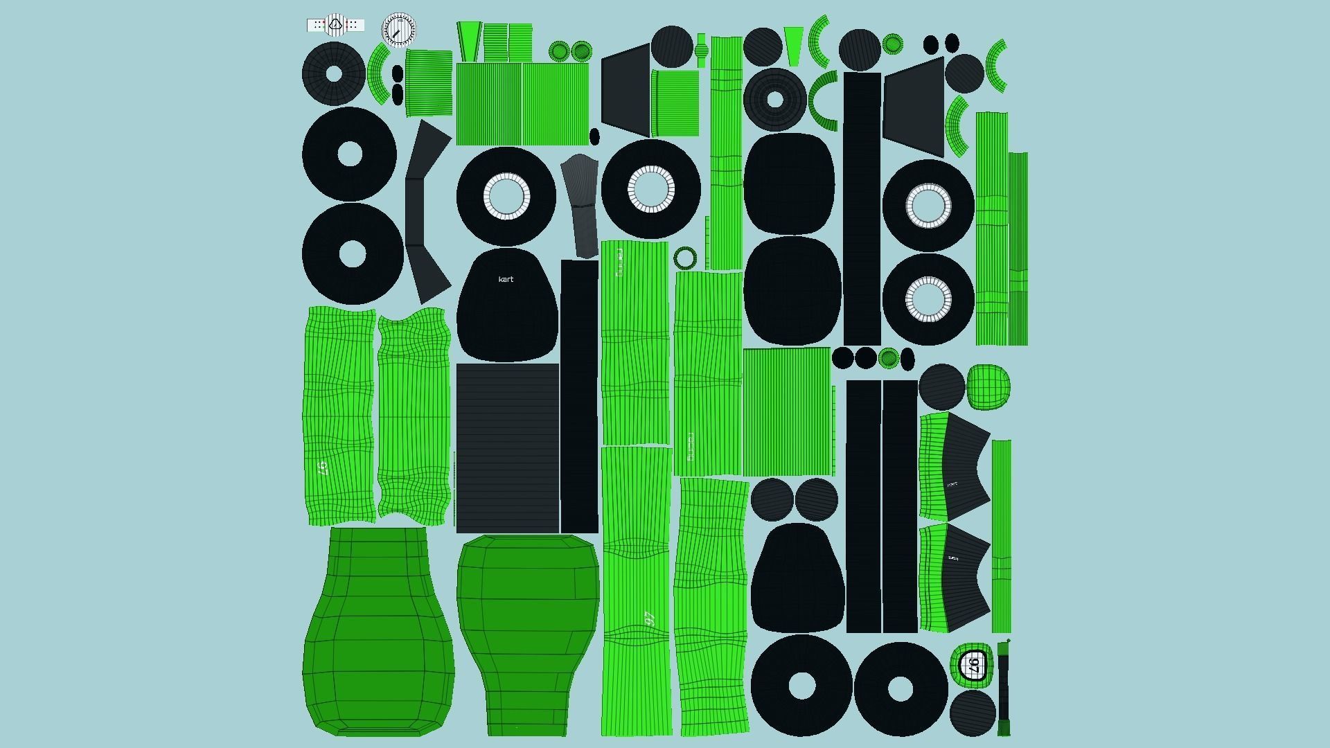 Cartoon Kart H03 Green - Vehicle Racing Design Low-poly 3D model_5