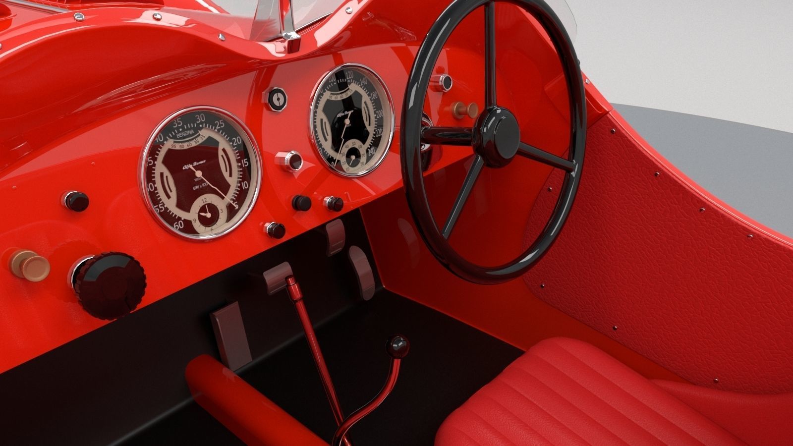 Alfa Romeo 8c 2900 Mille Miglia Roadster High Poly and Low Poly 3D model_12