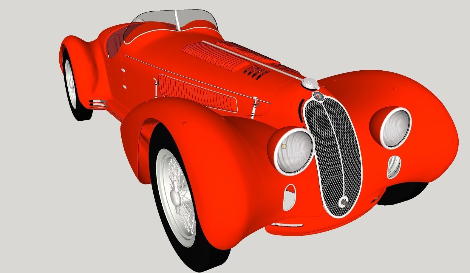 Alfa Romeo 8c 2900 Mille Miglia Roadster High Poly and Low Poly 3D model_15