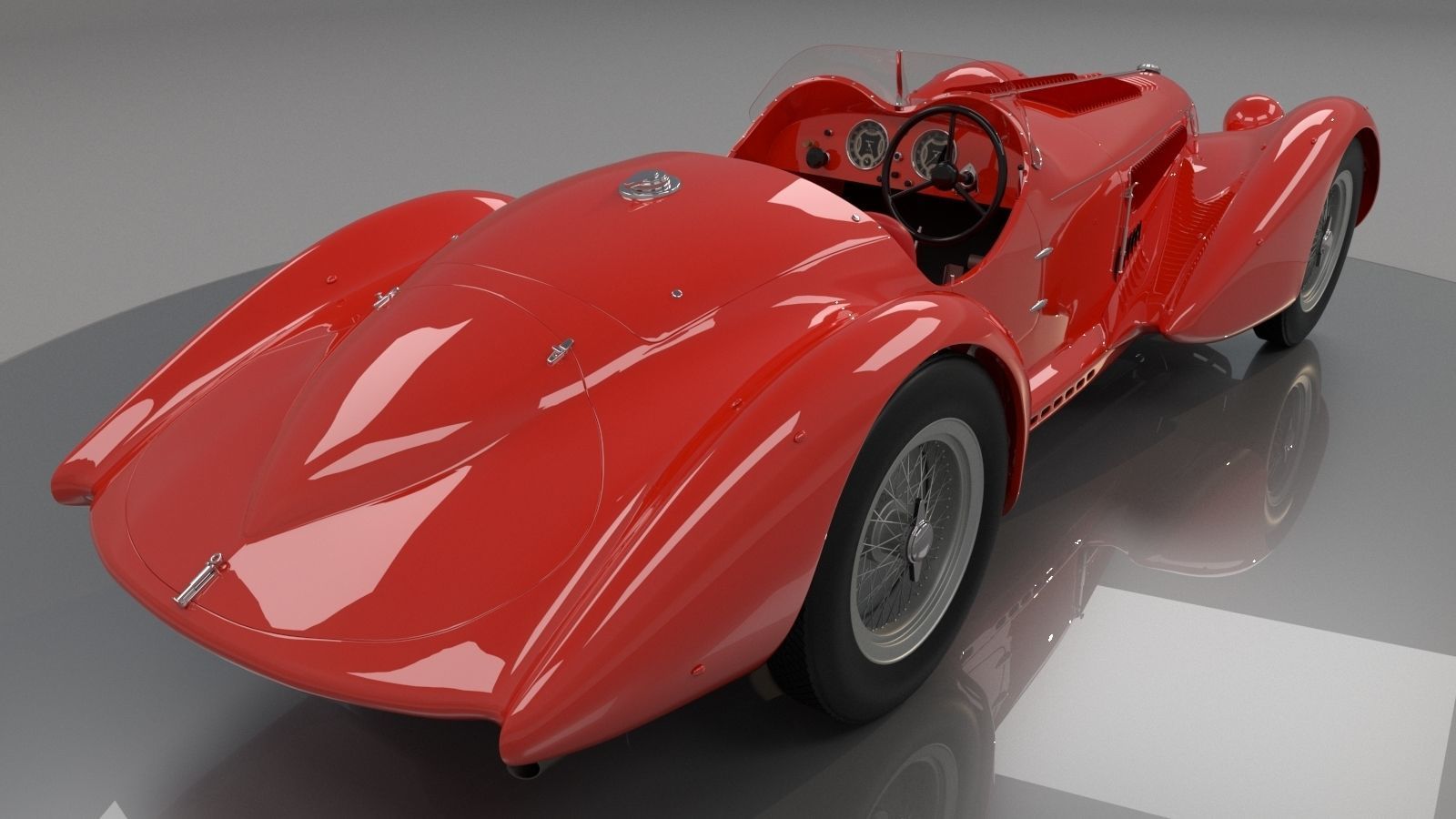 Alfa Romeo 8c 2900 Mille Miglia Roadster High Poly and Low Poly 3D model_1