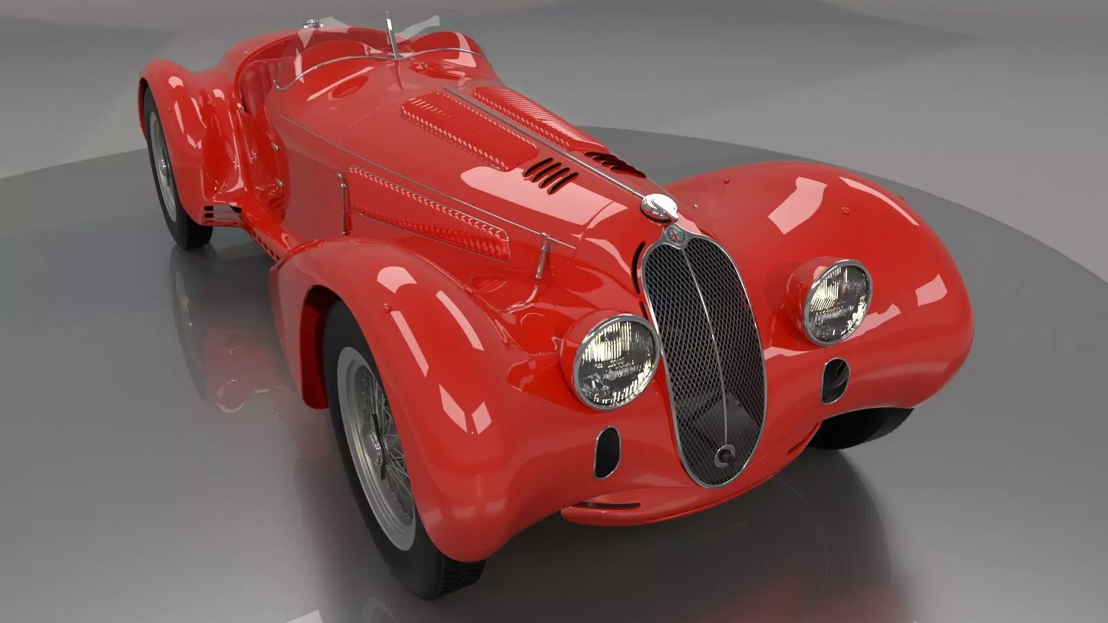 Alfa Romeo 8c 2900 Mille Miglia Roadster High Poly and Low Poly 3D model_0