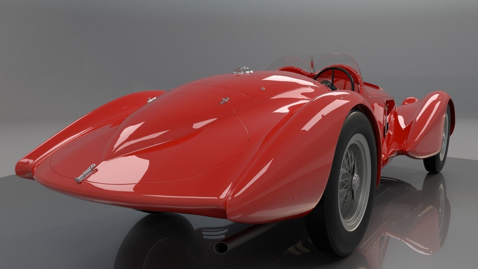 Alfa Romeo 8c 2900 Mille Miglia Roadster High Poly and Low Poly 3D model_5