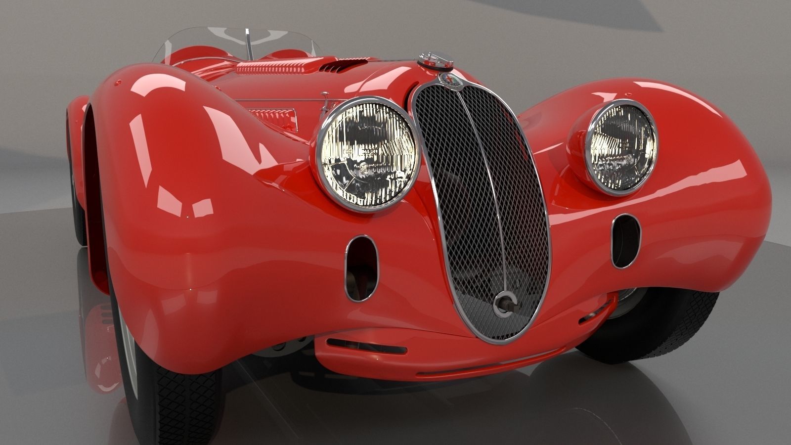 Alfa Romeo 8c 2900 Mille Miglia Roadster High Poly and Low Poly 3D model_4