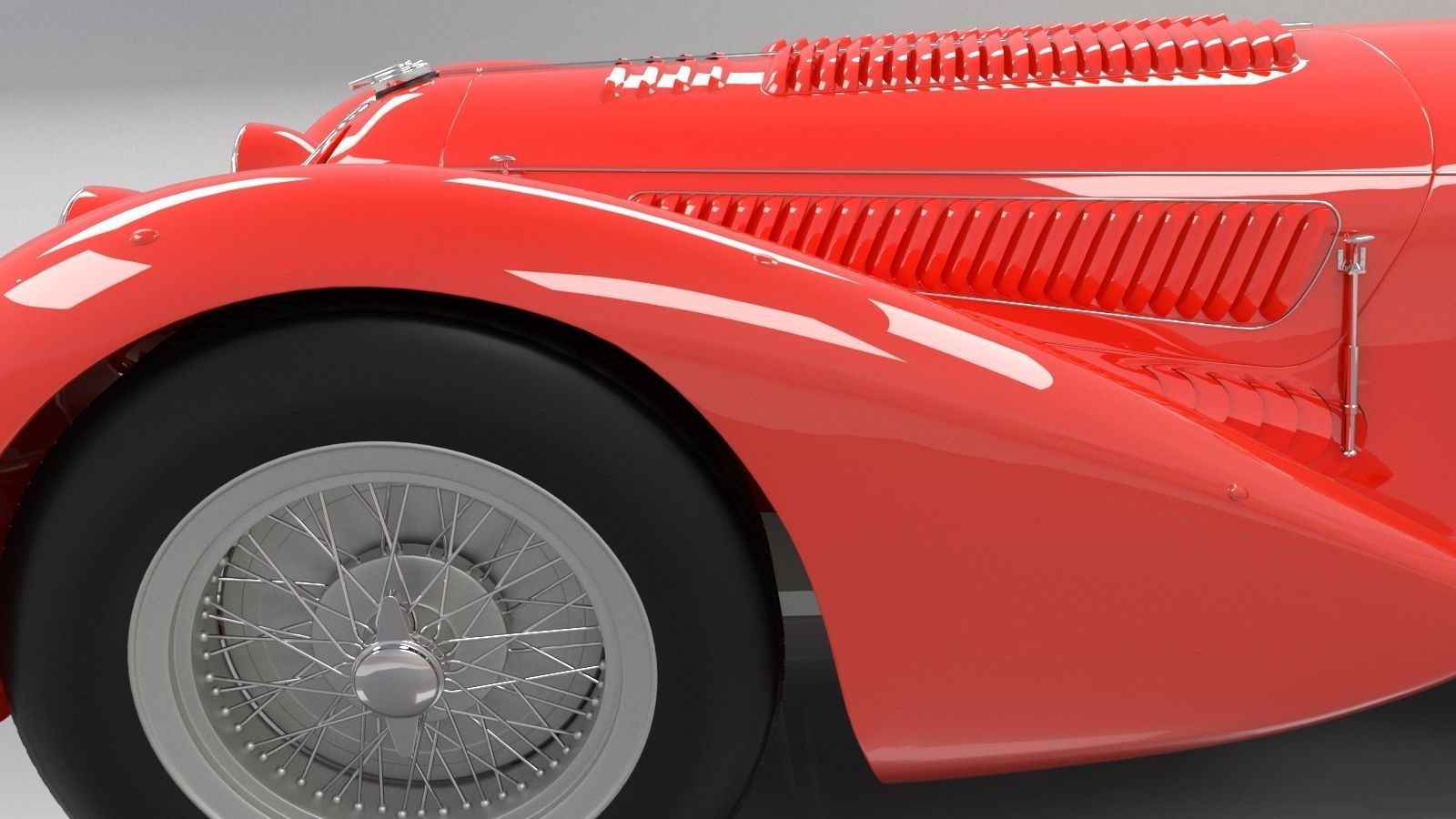 Alfa Romeo 8c 2900 Mille Miglia Roadster High Poly and Low Poly 3D model_9