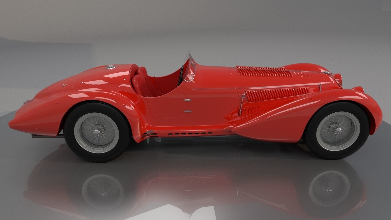 Alfa Romeo 8c 2900 Mille Miglia Roadster High Poly and Low Poly 3D model_2