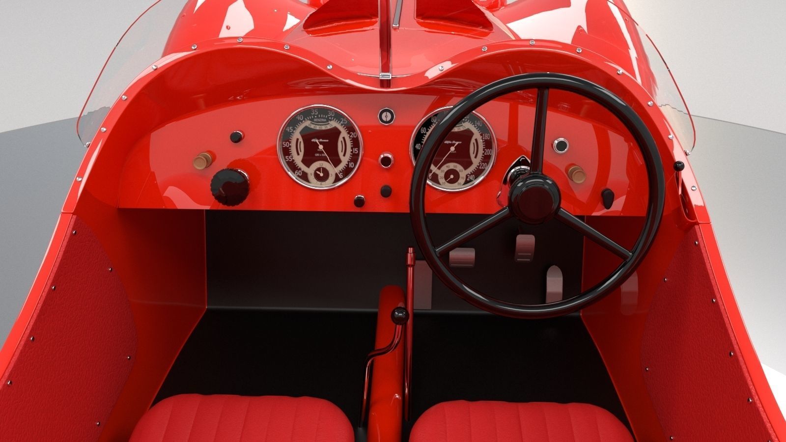 Alfa Romeo 8c 2900 Mille Miglia Roadster High Poly and Low Poly 3D model_13