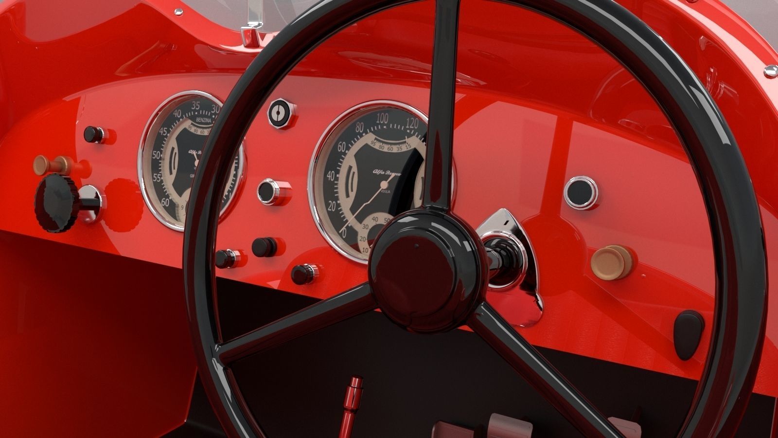 Alfa Romeo 8c 2900 Mille Miglia Roadster High Poly and Low Poly 3D model_14