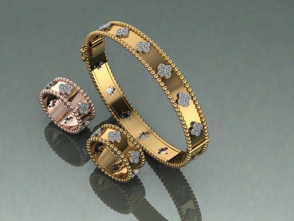 van clef bracelet ring design 3D print model_3