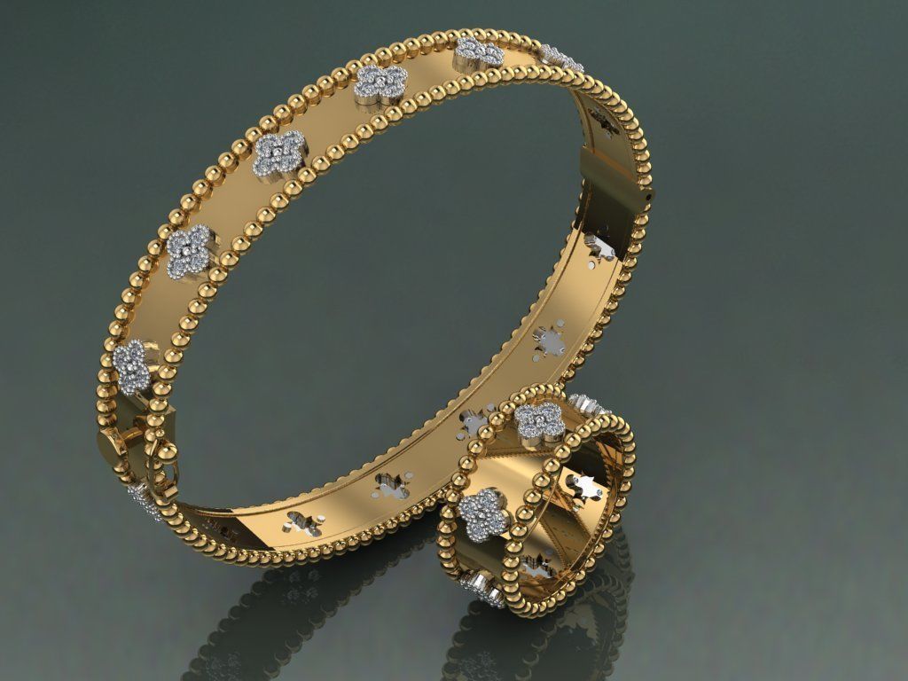 van clef bracelet ring design 3D print model_2