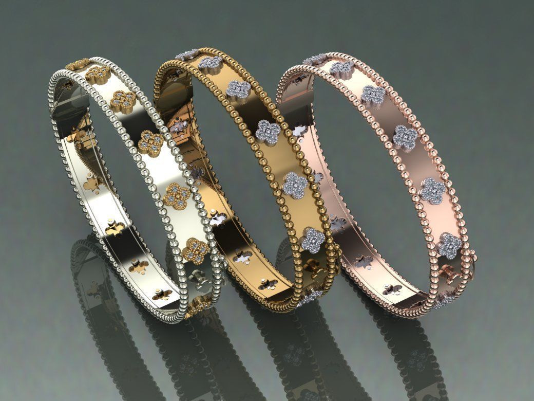 van clef bracelet ring design 3D print model_1