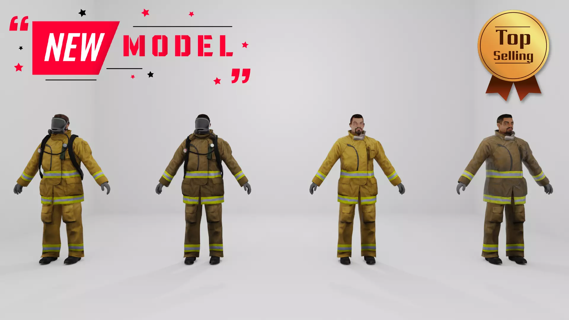 Firefighters Low-poly 3D model Low-poly 3D model_0