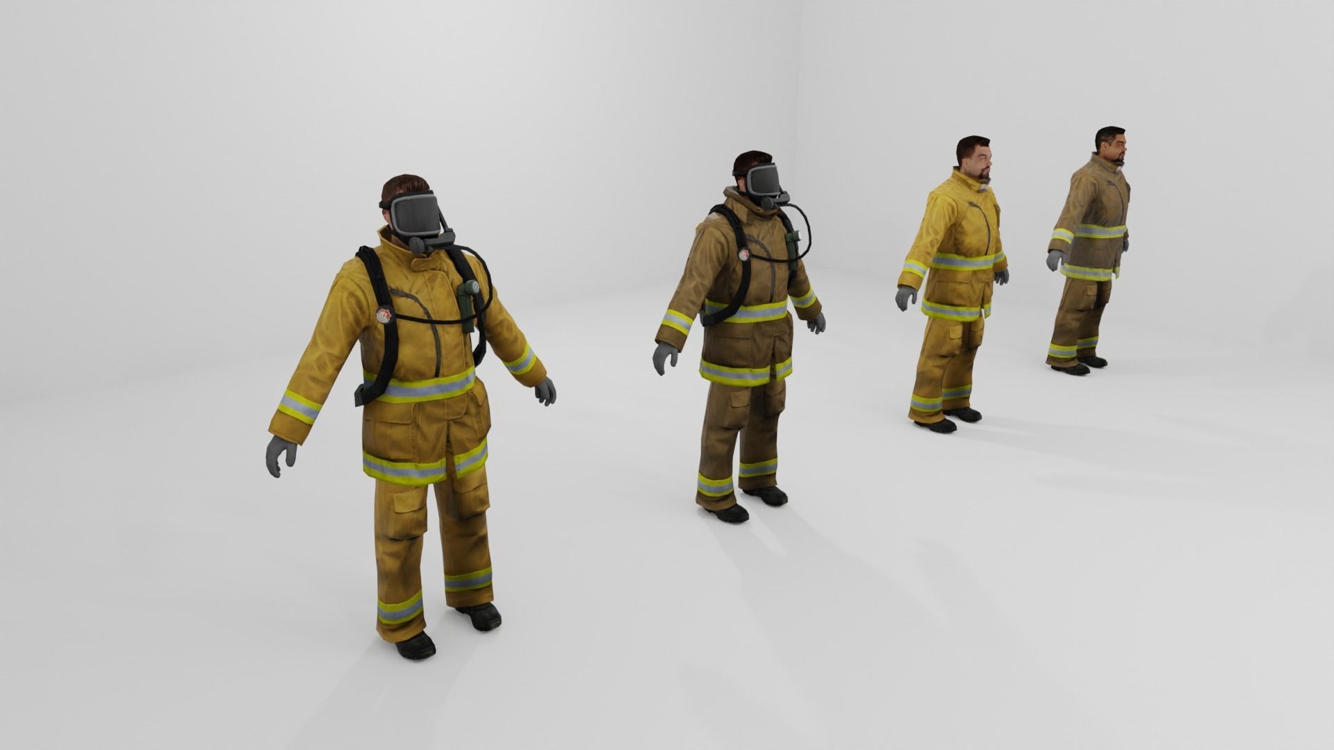 Firefighters Low-poly 3D model Low-poly 3D model_9