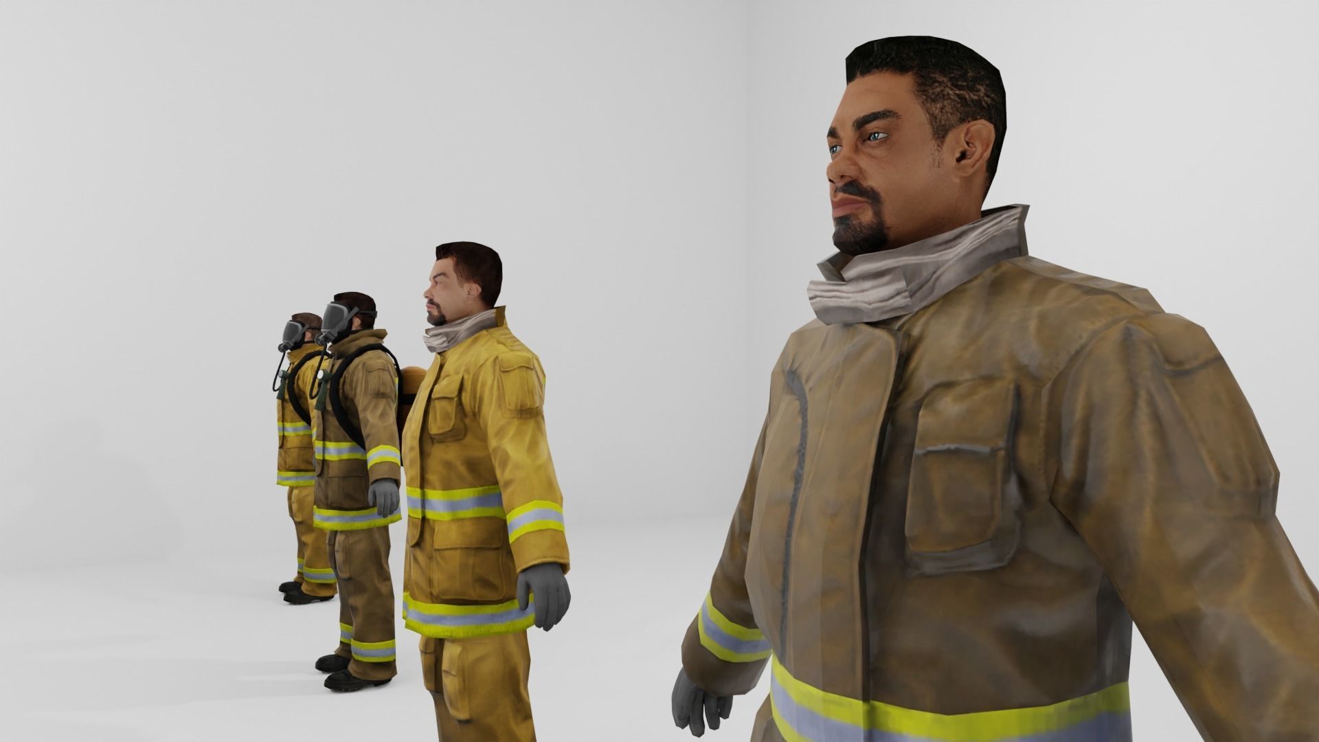 Firefighters Low-poly 3D model Low-poly 3D model_16