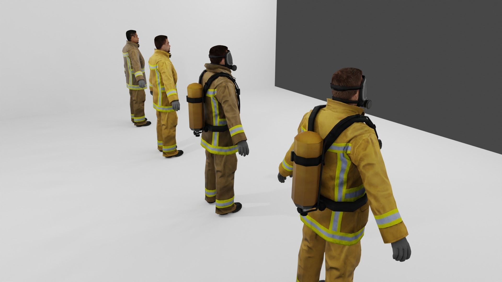 Firefighters Low-poly 3D model Low-poly 3D model_10