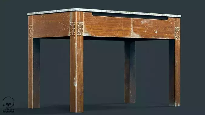 Old Small Coffee Table  Low-poly 3D model 3