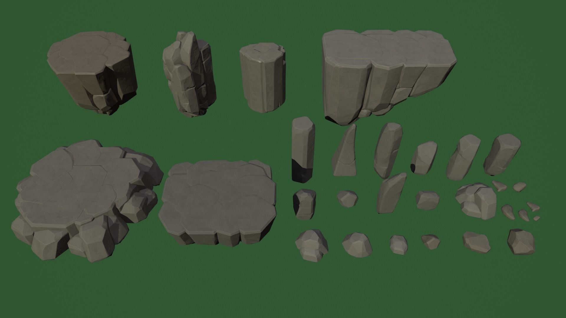 Stylised Rocks Low-poly 3D model_6