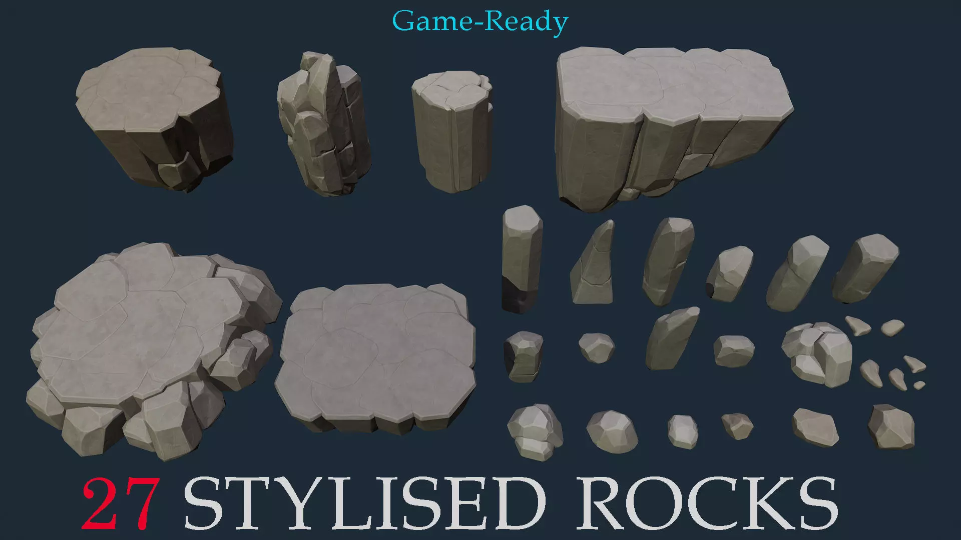 Stylised Rocks Low-poly 3D model_0