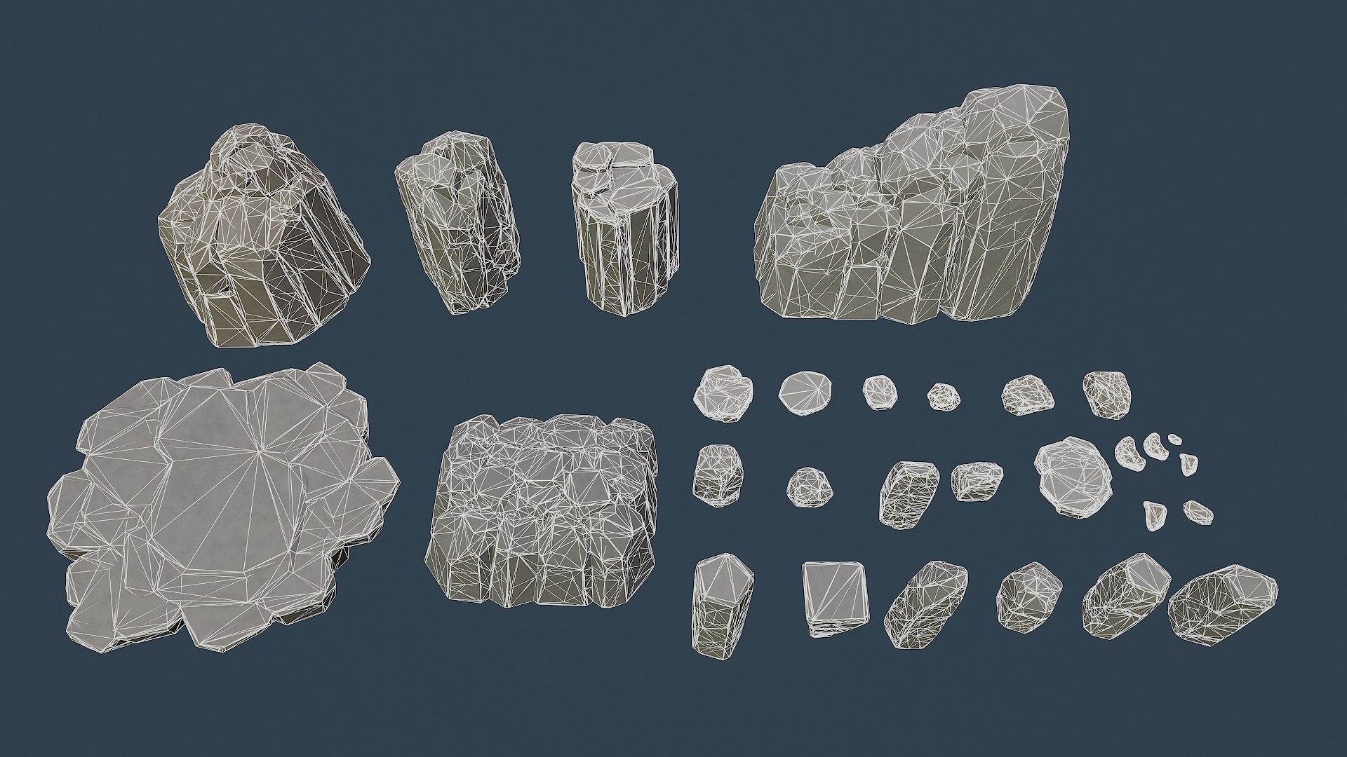 Stylised Rocks Low-poly 3D model_16