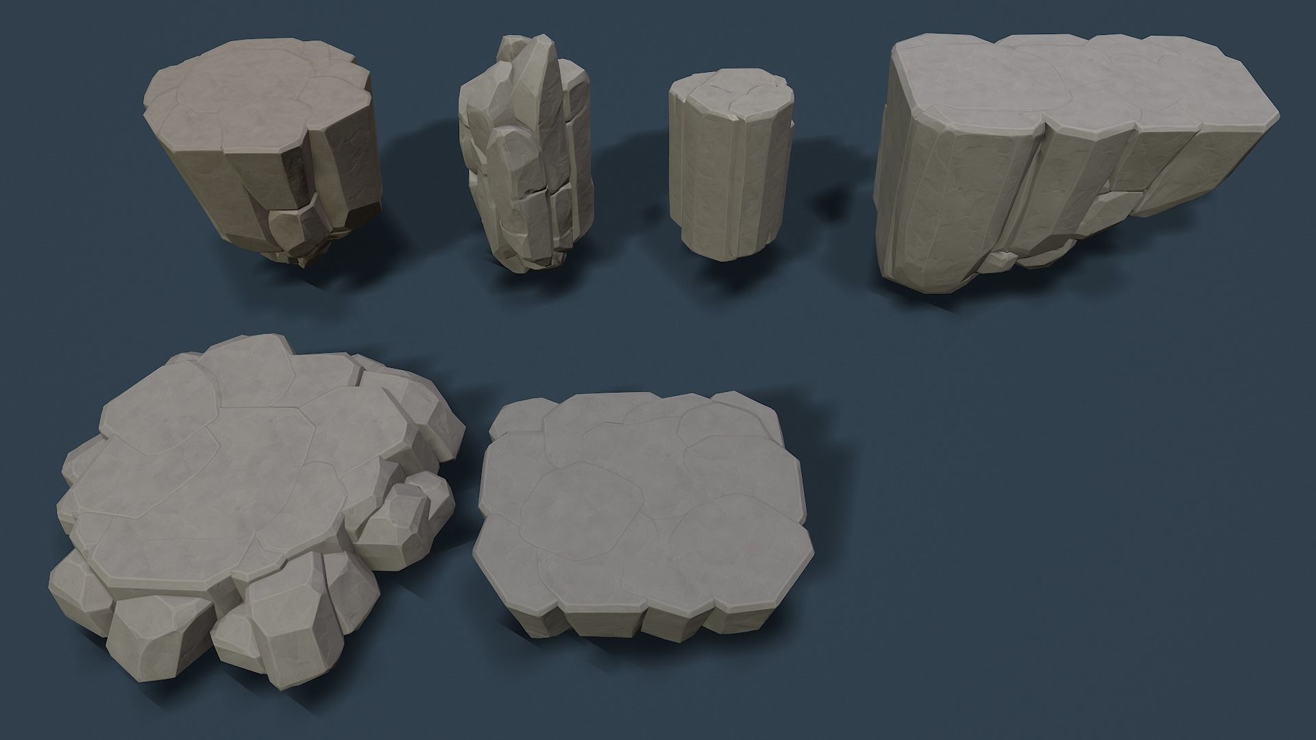 Stylised Rocks Low-poly 3D model_3