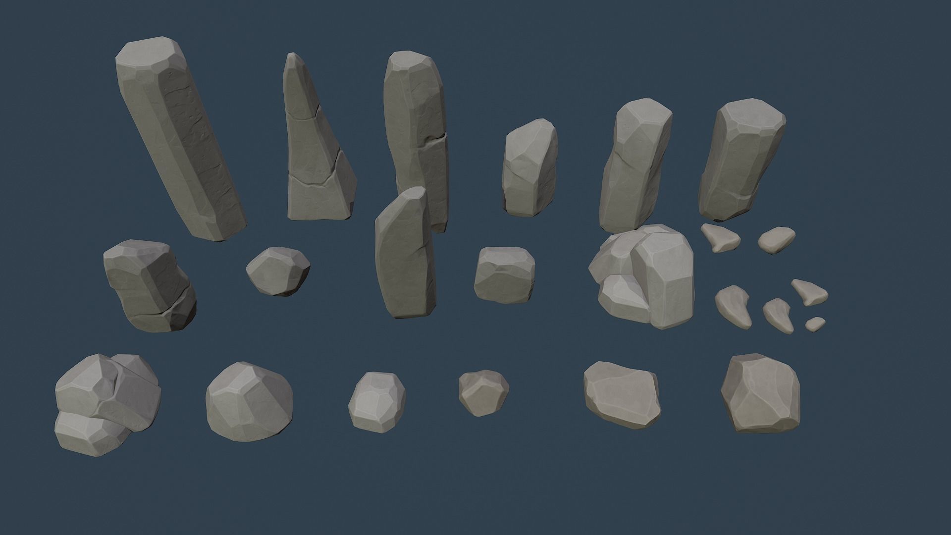 Stylised Rocks Low-poly 3D model_4