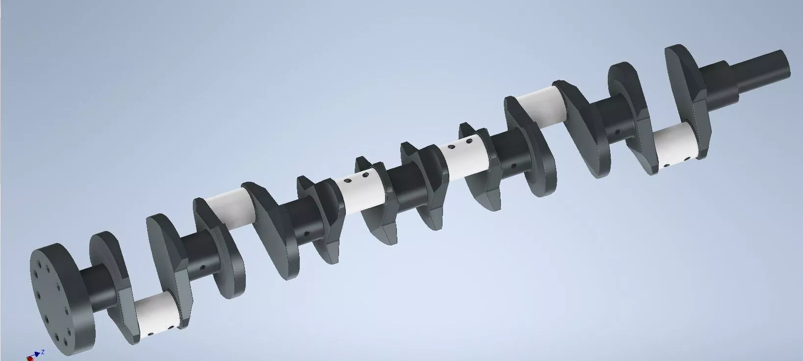 Mechanical crankshaft for diesel engine 3D print model