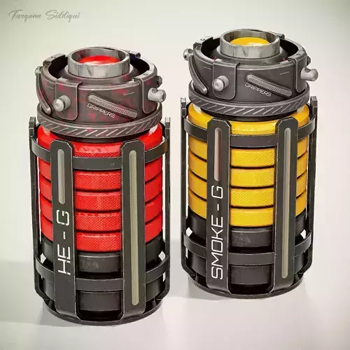 Sci-fi Grenades V8 Low-poly 3D model