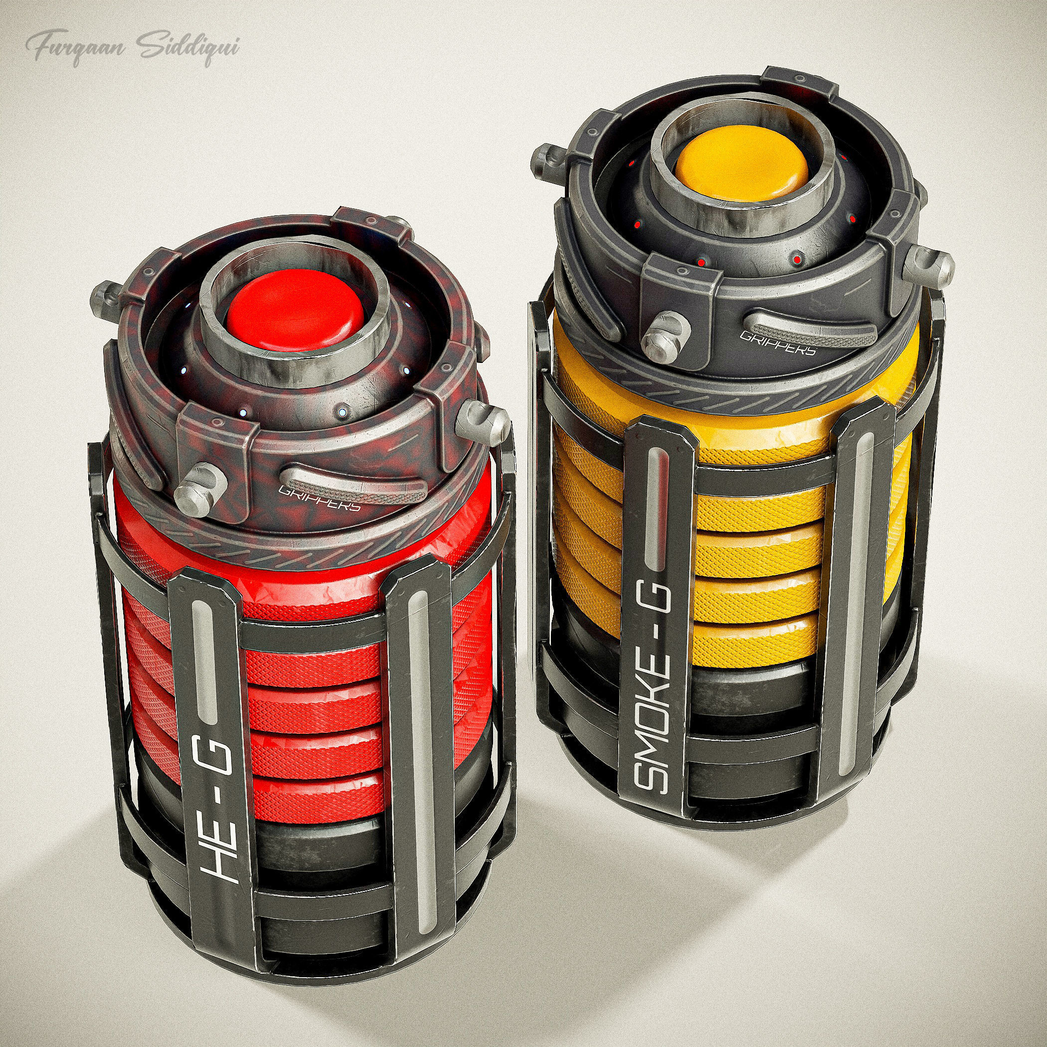 Sci-fi Grenades V8 Low-poly 3D model_3
