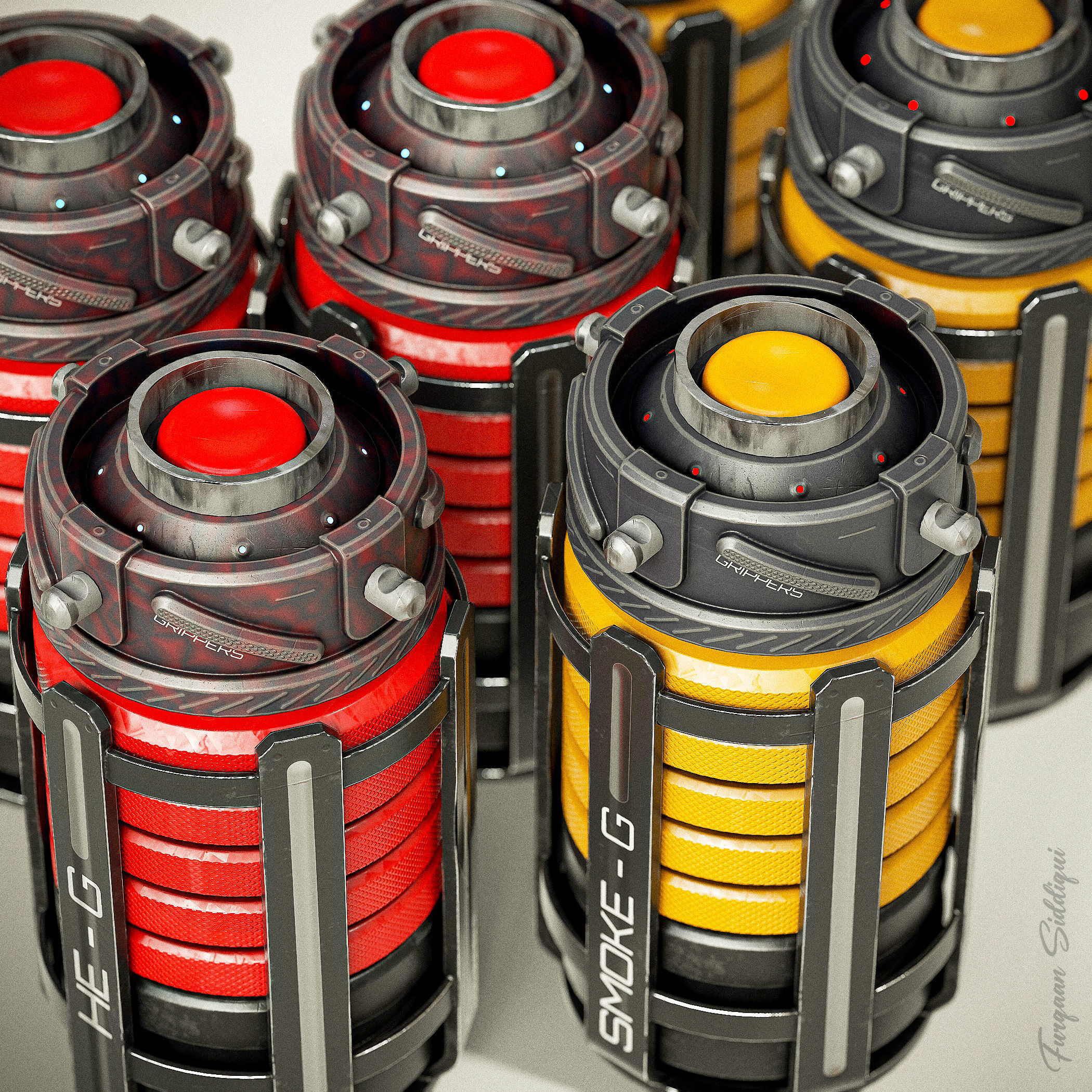 Sci-fi Grenades V8 Low-poly 3D model_11