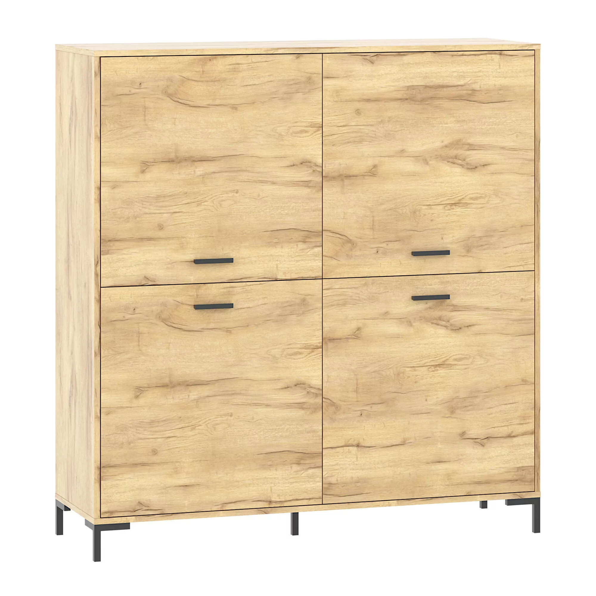 Cleveland wooden cabinet with two drawers and metal legs Free low-poly 3D model