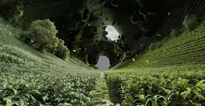 forest tea garden in middle of