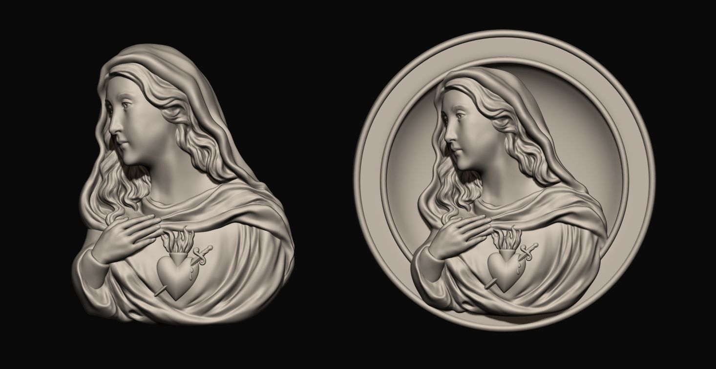 Mary Medallion Set 3D print model_1
