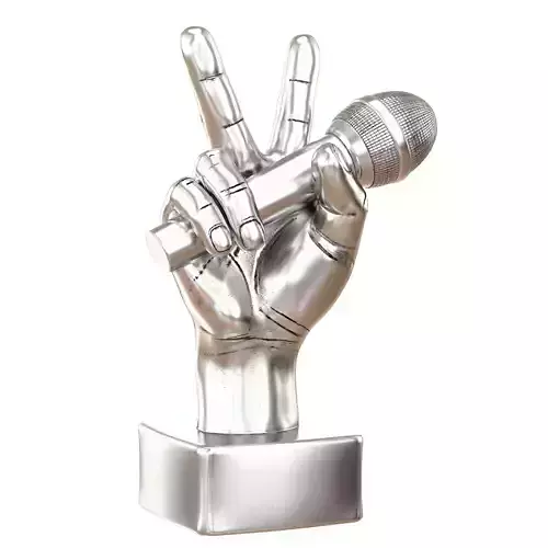 Figurine hand with microphone