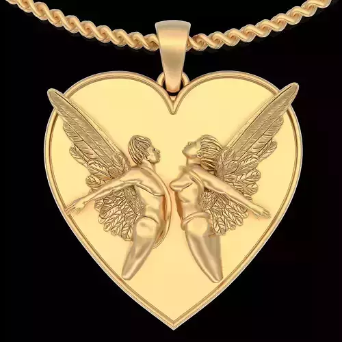 Wings angel pendant silver gold jewelry  printable 3D model